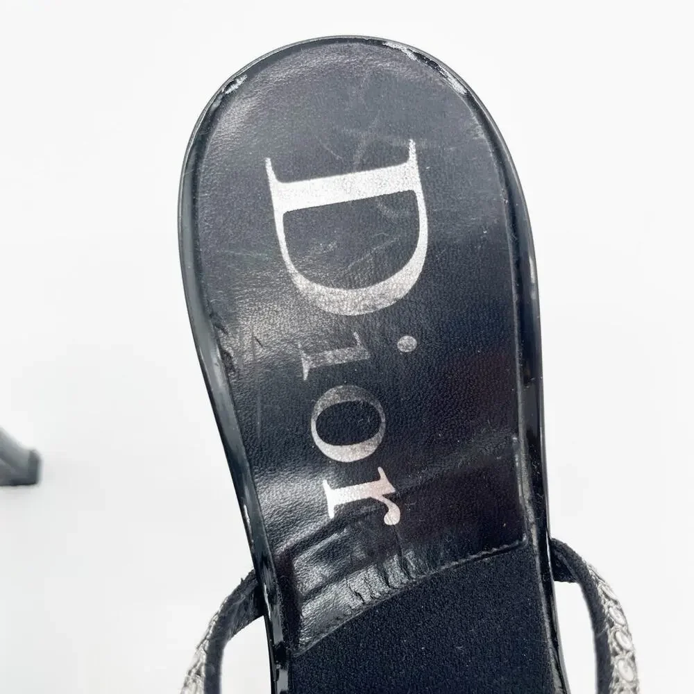 Christian Dior Vintage Y2K Black Butterfly Sequin Strappy Platform Sandals EU 37